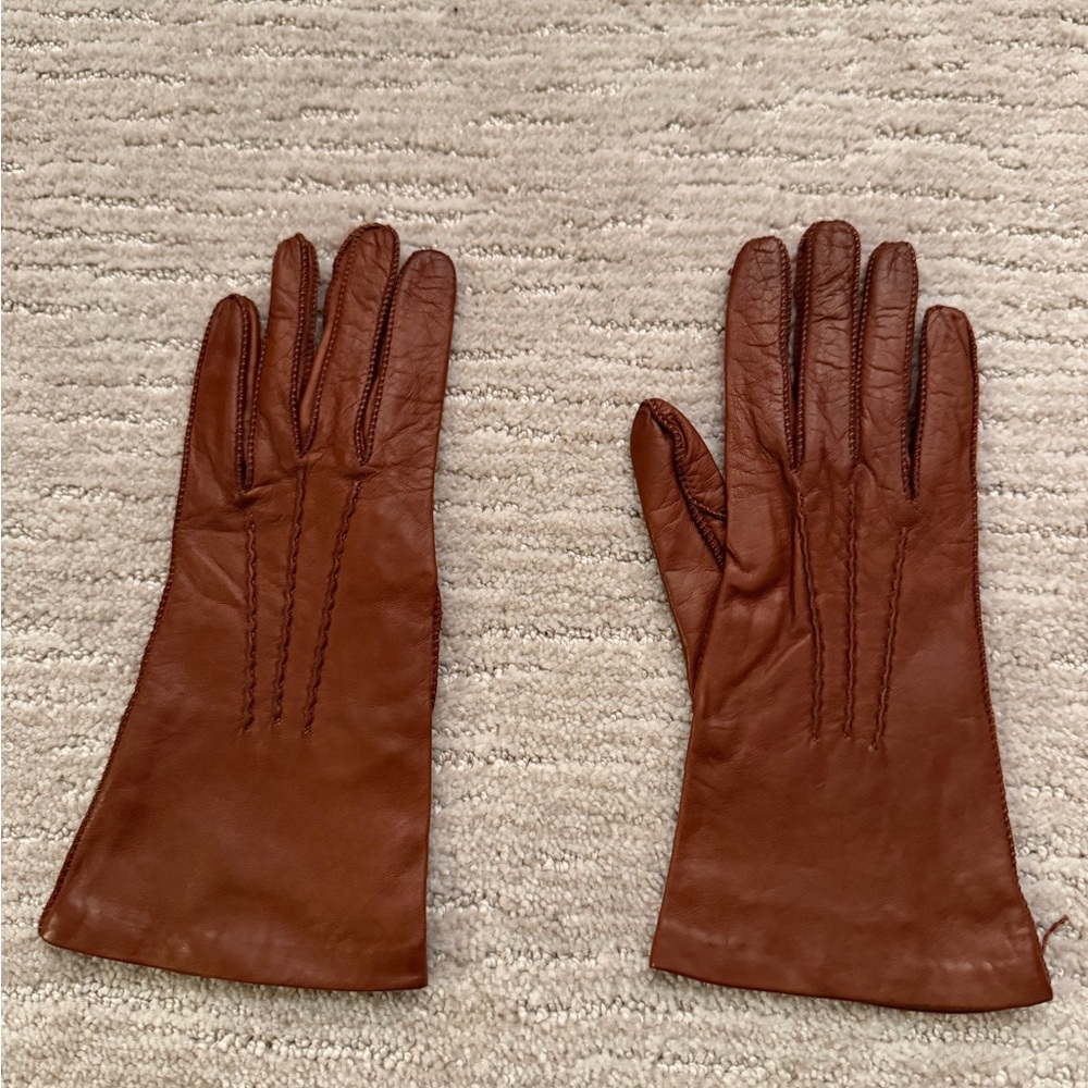 Ann Taylor Vintage Tan Leather Gloves 7